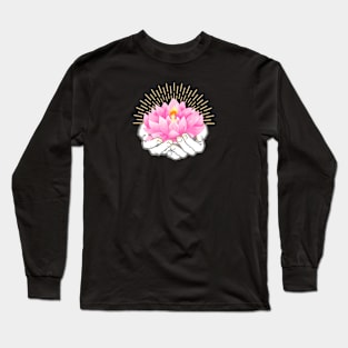 Namaste Flower, Lotus Flower, Beautiful Spirituality Design Long Sleeve T-Shirt